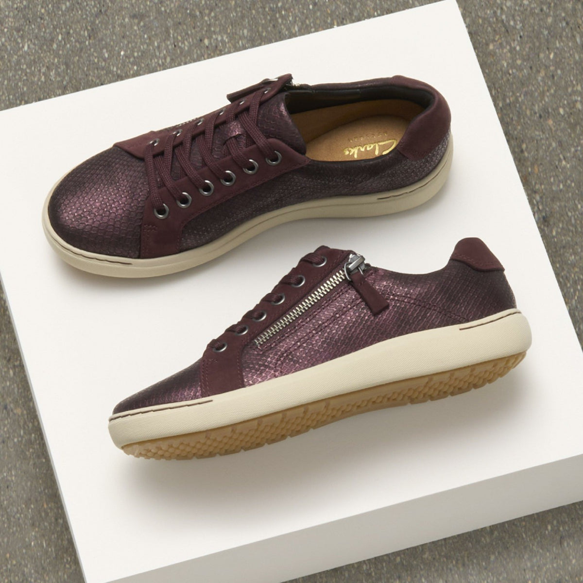 Nalle Lace Wine Interest Leather - Clarks Women