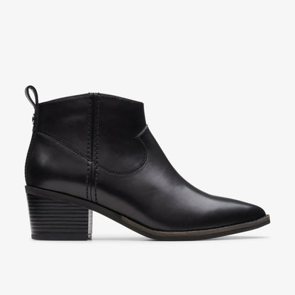 Morzine Sky Ankle Boot Black Leather - Clarks Women