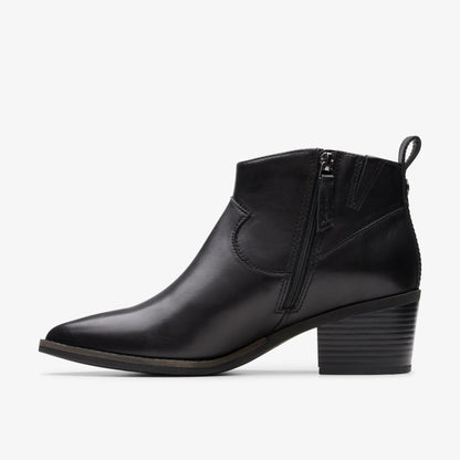 Morzine Sky Ankle Boot Black Leather - Clarks Women