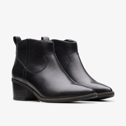 Morzine Sky Ankle Boot Black Leather - Clarks Women