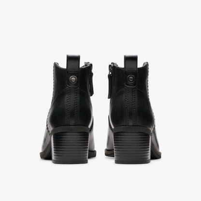 Morzine Sky Ankle Boot Black Leather - Clarks Women