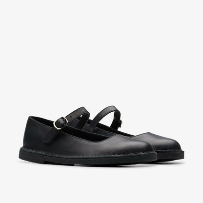 Desert Jane Black Leather - Clarks Women