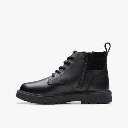 Lorcam Trail Kid Black Leather - Clarks Kids