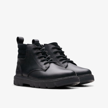 Lorcam Trail Kid Black Leather - Clarks Kids