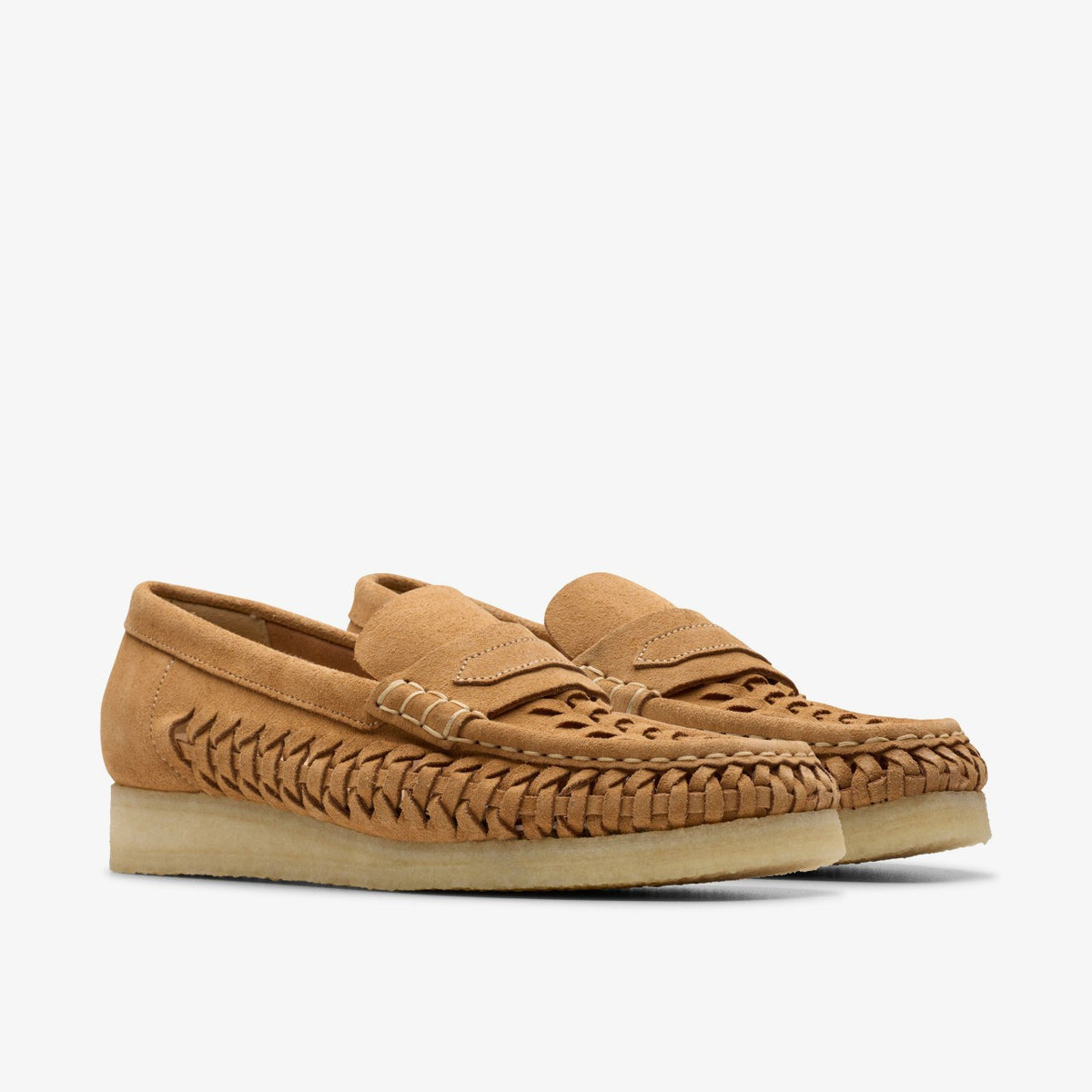 Wallabee Loafer Weave Tan Suede - Clarks Women