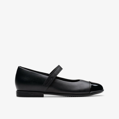 Finja Gem Older Black Leather - Clarks Kids