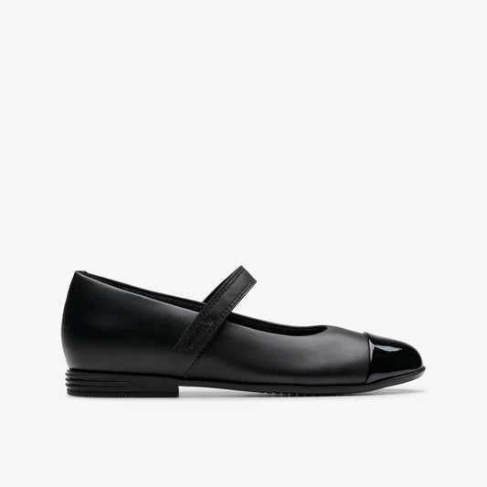 Finja Gem Older Black Leather - Clarks Kids