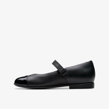 Finja Gem Older Black Leather - Clarks Kids