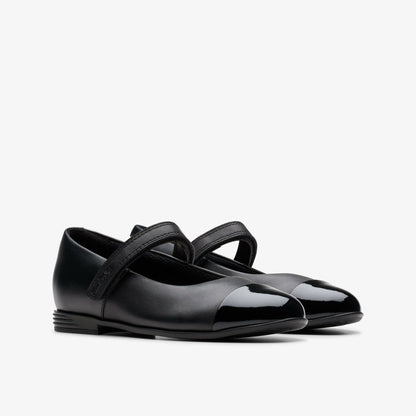 Finja Gem Older Black Leather - Clarks Kids