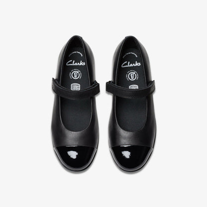 Finja Gem Older Black Leather - Clarks Kids