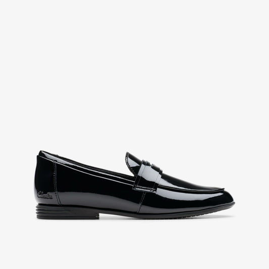 Finja Bright Older Black Patent - Clarks Kids