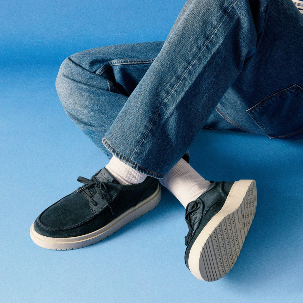 Polden Moc Navy Suede - Clarks Men