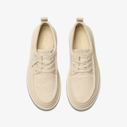 Polden Moc Off White Canvas - Clarks Men