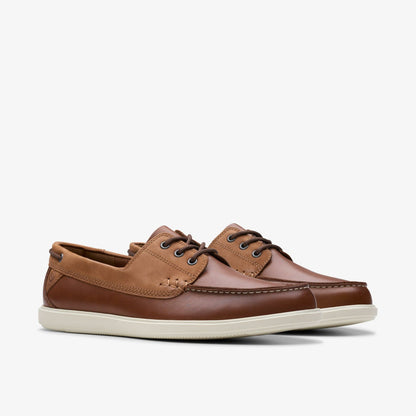 Bratton Boat Dark Tan Leather - Clarks Men