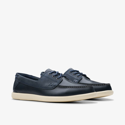 Bratton Boat Navy Leather - Clarks Men