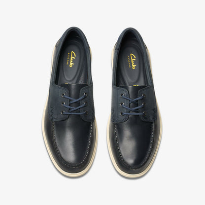 Bratton Boat Navy Leather - Clarks Men