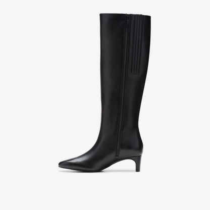 Edina Tall Black Leather - Clarks Women