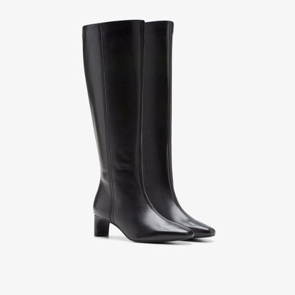 Edina Tall Black Leather - Clarks Women