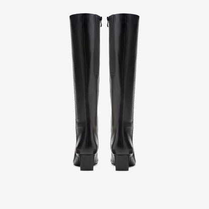 Edina Tall Black Leather - Clarks Women