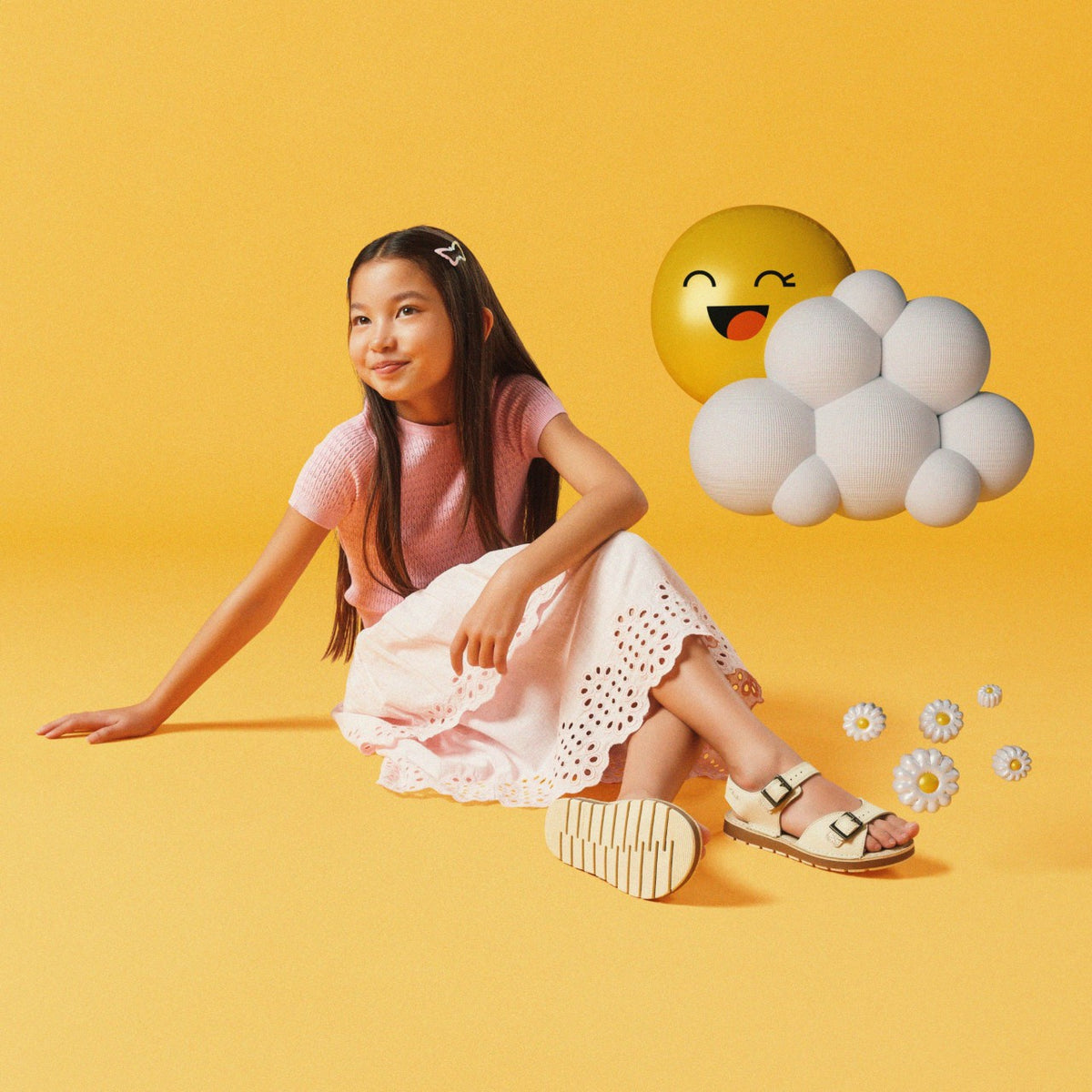 Playsun Kid Off White Leather - Clarks Kids