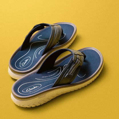 Wesley Sun Navy Leather - Clarks Men