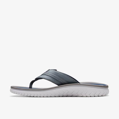 Wesley Sun Navy Leather - Clarks Men