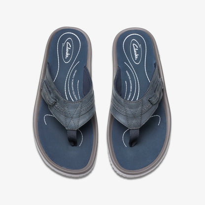 Wesley Sun Navy Leather - Clarks Men