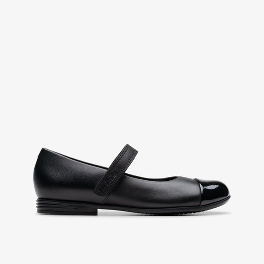 Finja Gem Kid Black Leather - Clarks Kids