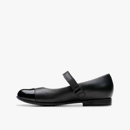 Finja Gem Kid Black Leather - Clarks Kids