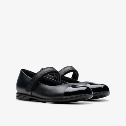 Finja Gem Kid Black Leather - Clarks Kids