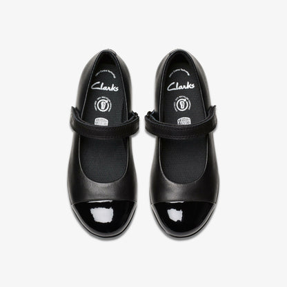 Finja Gem Kid Black Leather - Clarks Kids