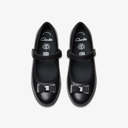 Finja Tap Older Black Leather - Clarks Kids