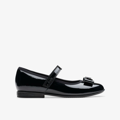 Finja Tap Older Black Patent - Clarks Kids