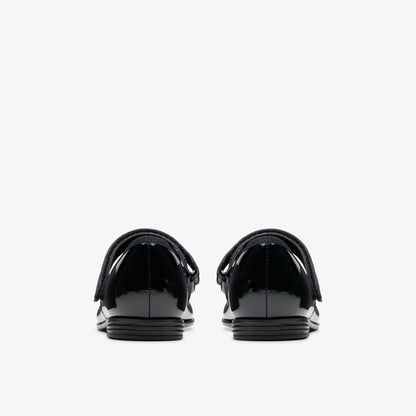Finja Tap Older Black Patent - Clarks Kids