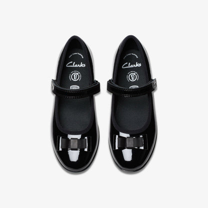 Finja Tap Older Black Patent - Clarks Kids