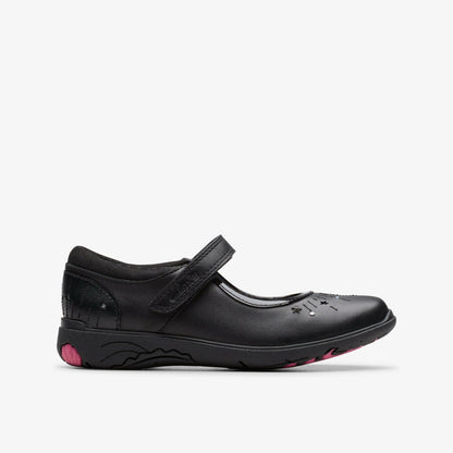 Relda Wish Kid Black Leather - Clarks Kids