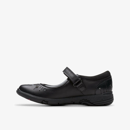 Relda Wish Kid Black Leather - Clarks Kids