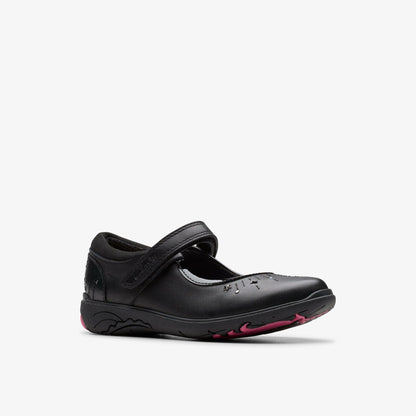 Relda Wish Kid Black Leather - Clarks Kids