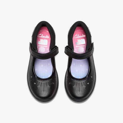 Relda Wish Kid Black Leather - Clarks Kids