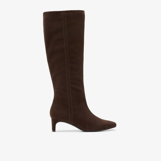 Edina Tall Dark Brown Suede - Clarks Women