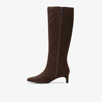 Edina Tall Dark Brown Suede - Clarks Women