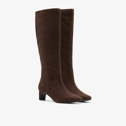 Edina Tall Dark Brown Suede - Clarks Women