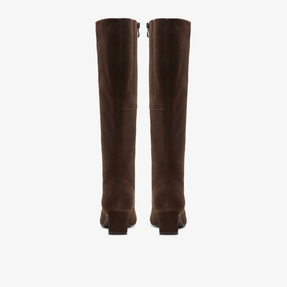 Edina Tall Dark Brown Suede - Clarks Women