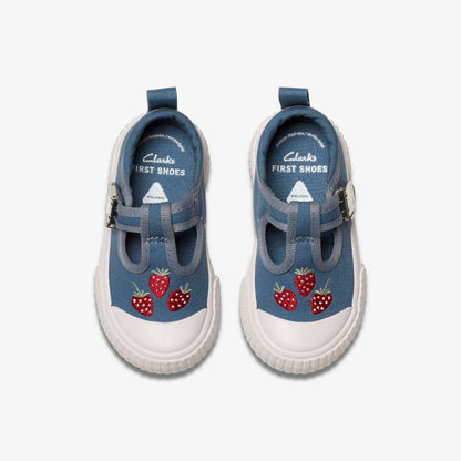 Foxing Berry Toddler Blue Canvas - Clarks Kids|Babies
