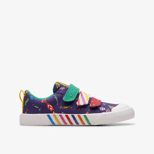 Roald Dahl Charlie & the Chocolate Factory Foxing Mix Kid Purple Canvas - Clarks Kids