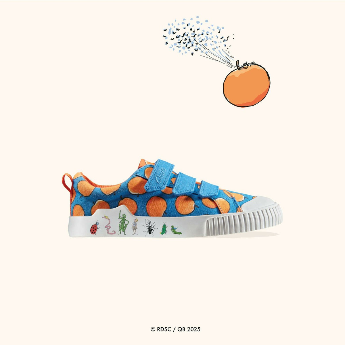 Roald Dahl James & the Giant Peach Foxing Air Kid Blue Canvas - Clarks Kids