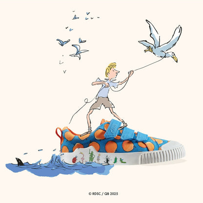 Roald Dahl James & the Giant Peach Foxing Air Kid Blue Canvas - Clarks Kids