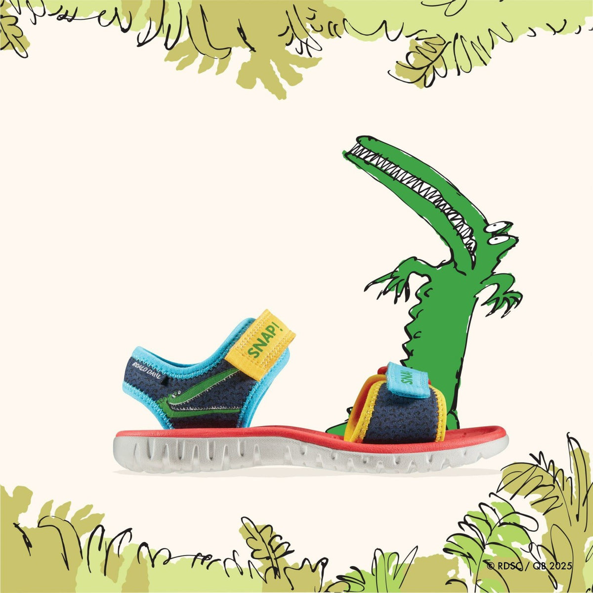 Roald Dahl The Enormous Crocodile Surfing Ace Kid Navy Print - Clarks Kids