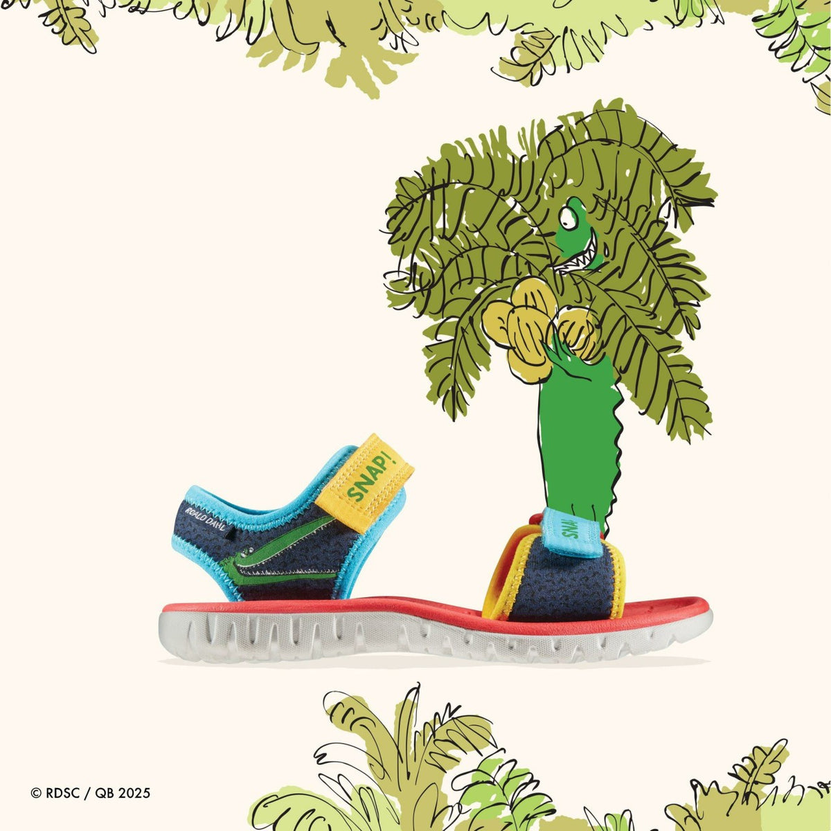 Roald Dahl The Enormous Crocodile Surfing Ace Kid Navy Print - Clarks Kids