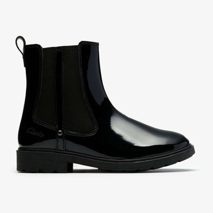 Astrol Orin Kid Black Patent - Clarks Kids